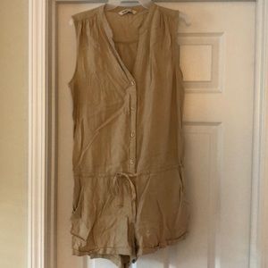 Khaki linen romper